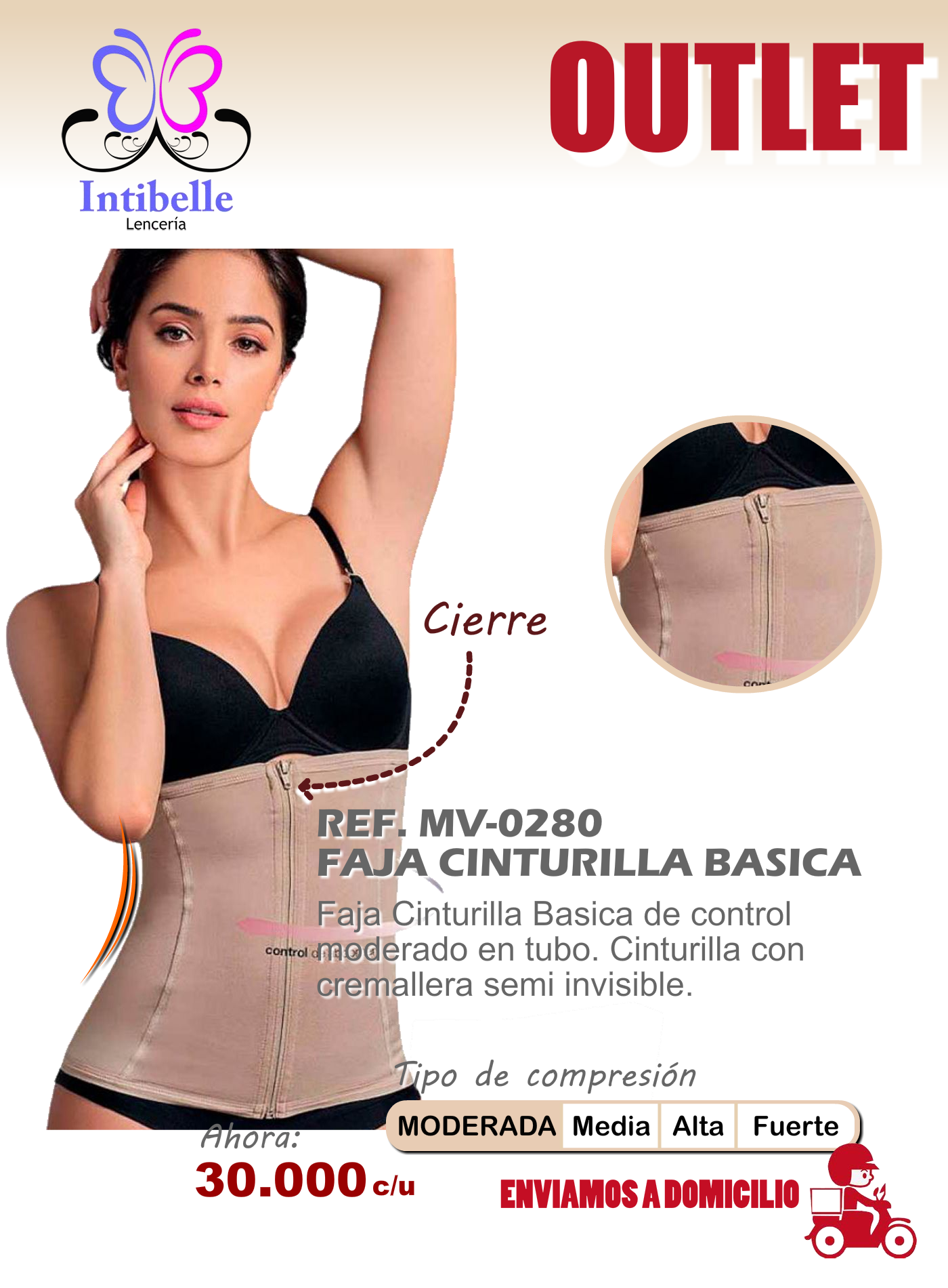 faja cinturilla basica con cremallera semi invisible