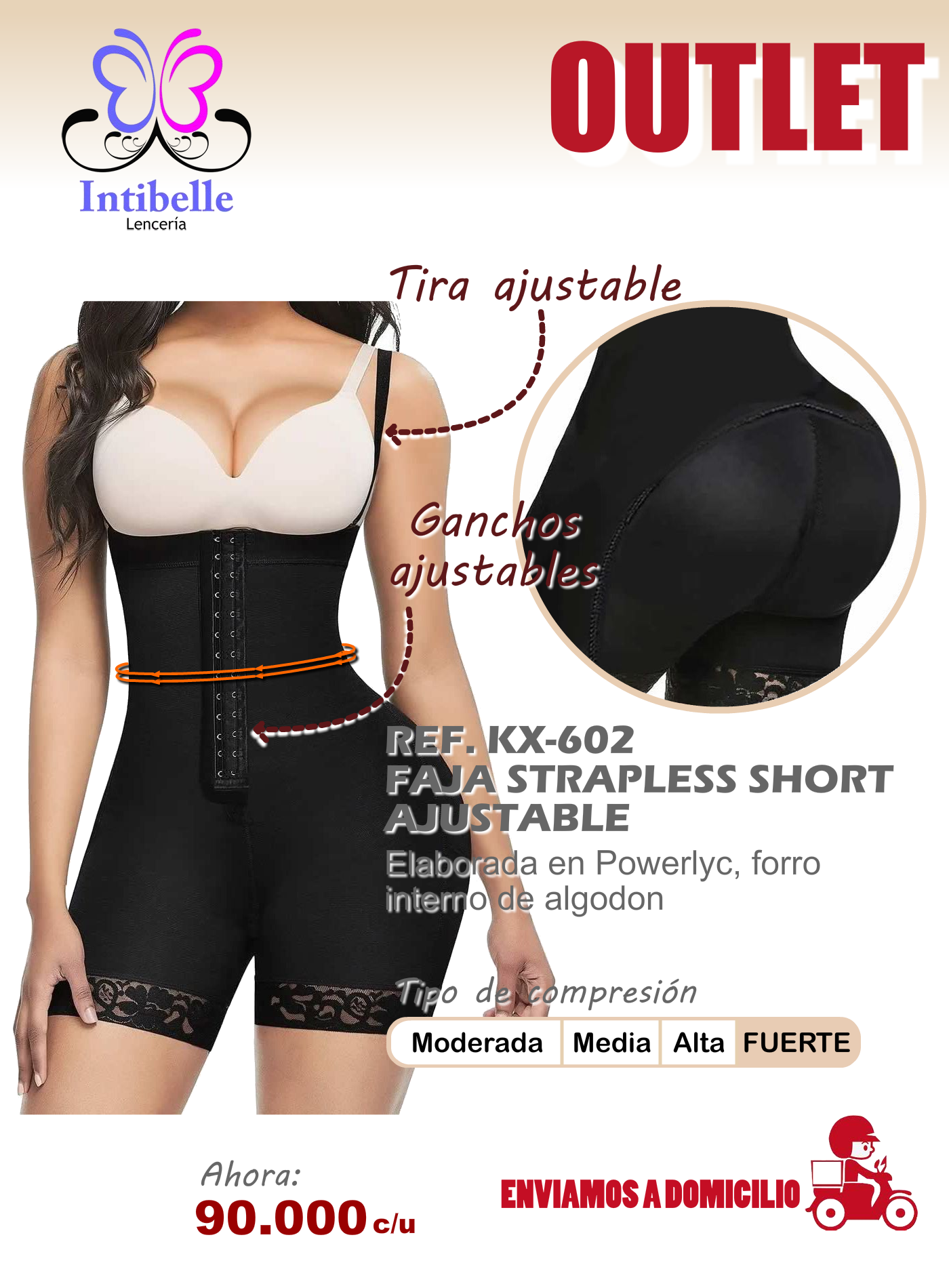 faja strapless short ajustable