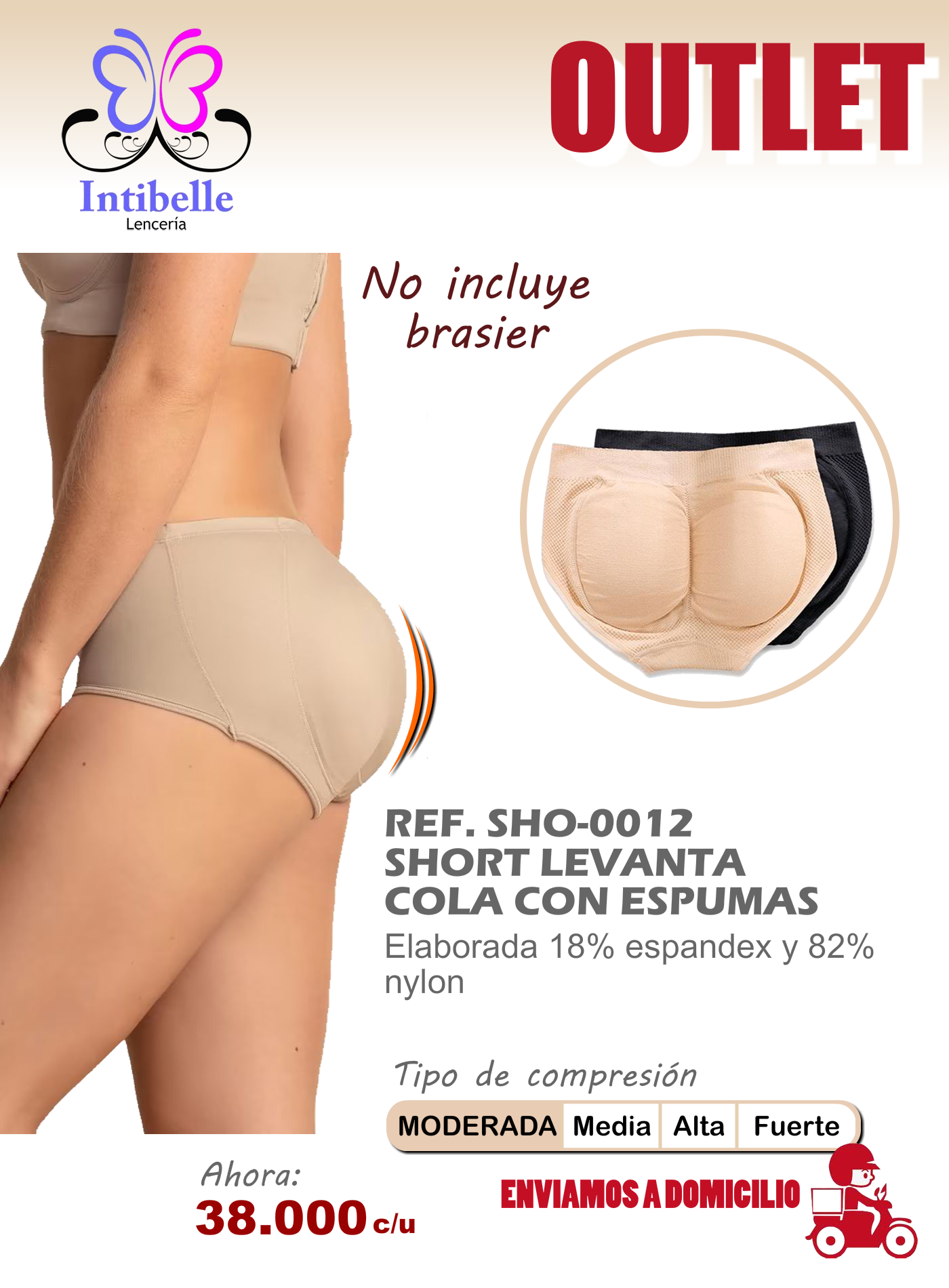 short levanta cola con espumas